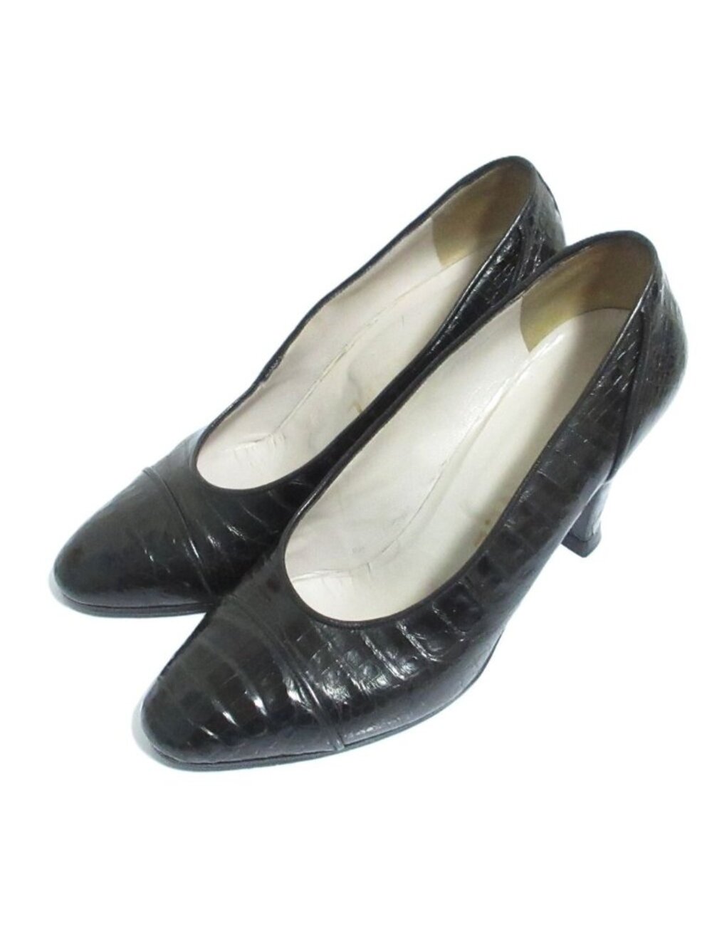 Chanel Croco Embossed Leather Pumps High Heels Black Spring Summer Fall Winter 5